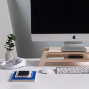 support écran ordinateur bureau en bois