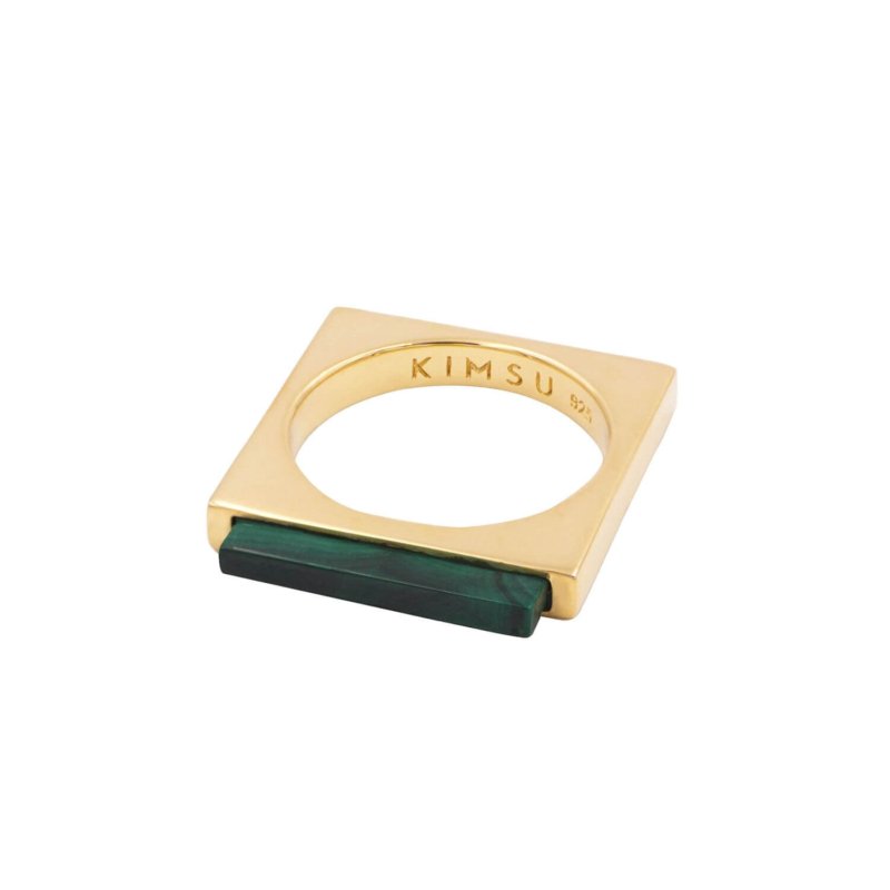 bague malachite plaqué or