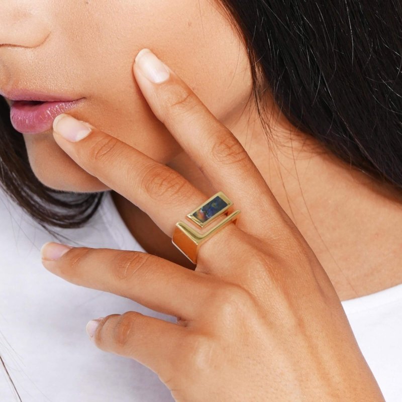 bague or labradorite femme