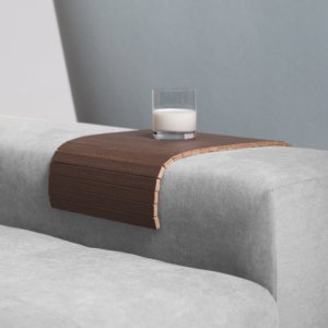 plateau accoudoir canapé en bois wengé
