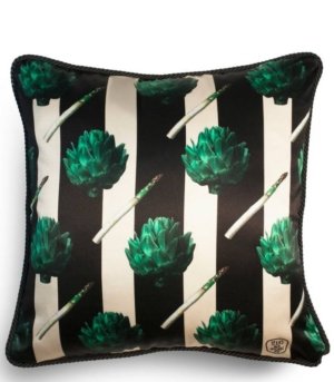 Coussin artichauts en soie et velours