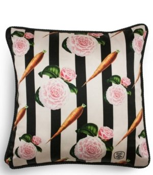 Coussin carottes en soie et velours