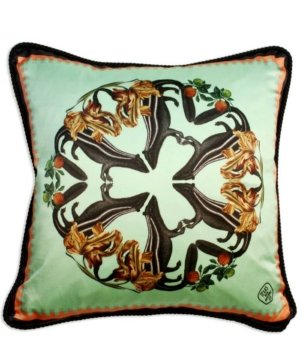 Coussin mouffettes en soie et velours