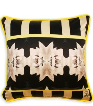 Coussin lapin jaune en soie et velours