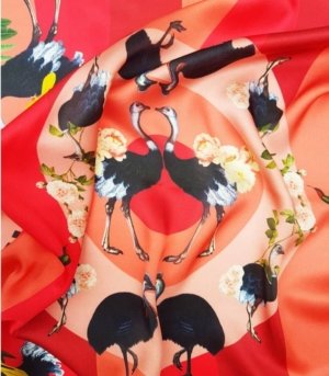 Foulard en soie Autruche de savane