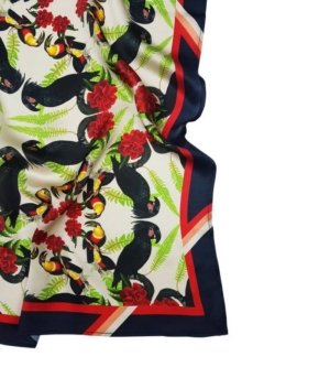 Foulard en soie Cacatoès Noirs