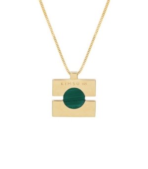 Collier QUADRATO or – Pierre Malachite