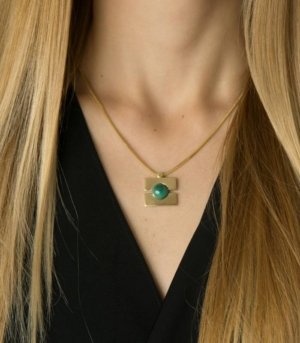 Collier QUADRATO or – Pierre Malachite