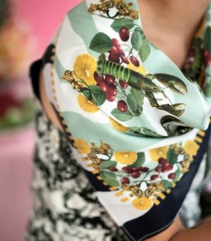 LOBSTER GREEN silk scarf