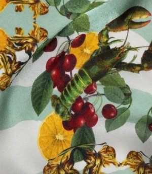 LOBSTER GREEN silk scarf