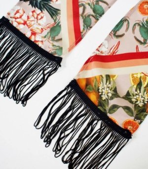 Silk fringed scarf PINEAPPLE & PRAWN