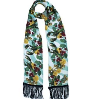 LOBSTER GREEN Fringed Scarf