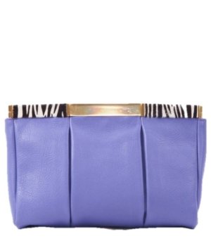 Pochette cuir Violet/Zebré