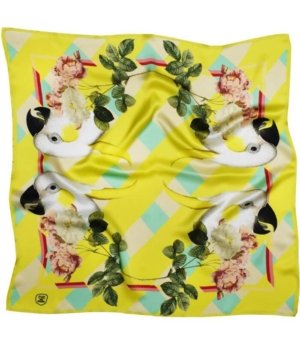 Silk scarf PARROTS & ROSES