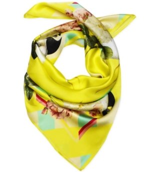 Silk scarf PARROTS & ROSES