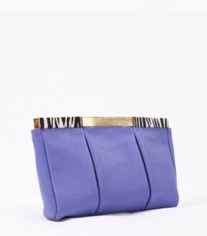 Pochette cuir Violet/Zebré