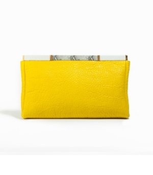 Grande pochette Cuir Jaune