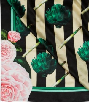 Foulard en soie Artichauts & Roses