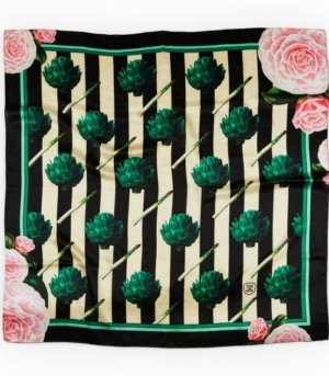 Foulard en soie Artichauts & Roses