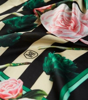 Foulard en soie Artichauts & Roses