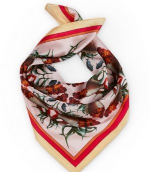 Foulard en soie Giroflée & Poissons