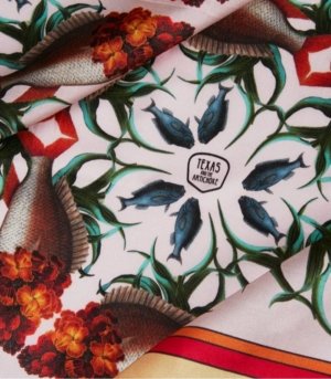 Foulard en soie Giroflée & Poissons