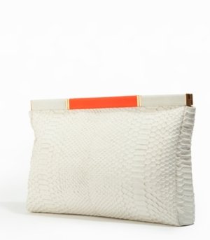 Large Leather Clutch White