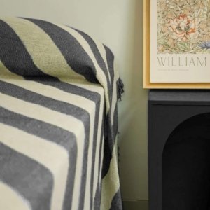 couverture de lit jacquard noir et beige