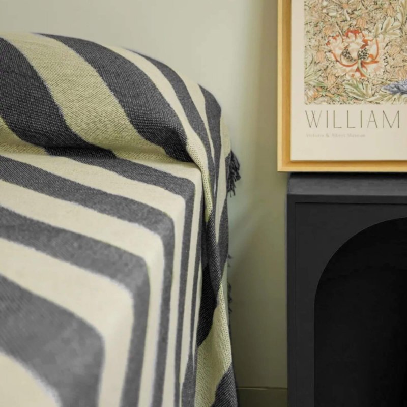 couverture de lit jacquard noir et beige