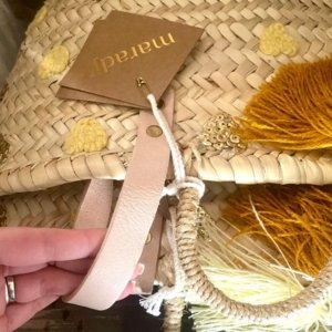 sac panier paille cuir nude