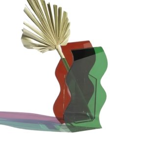 vase a fleurs en acrylique vert rouge