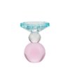 Bougeoir en verre cristal bleu, rose et transparent