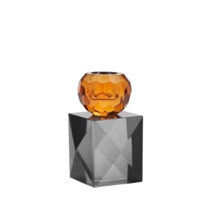 bougeoir en verre cristal gris et ambre Miss étoile