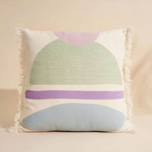 coussin carré lilas et vert