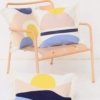 coussin déco bleu et rose