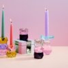 porte bougie rose transparent